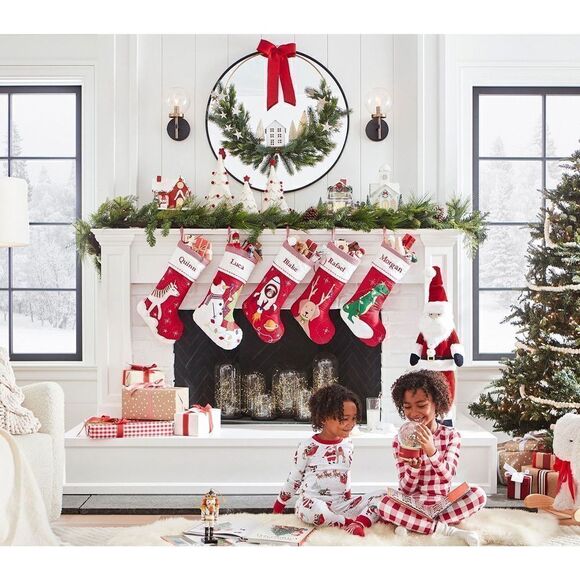 Pottery Barn quilted Christmas stocking ‘Brady’ spaceship NEW - Picture 3 of 3